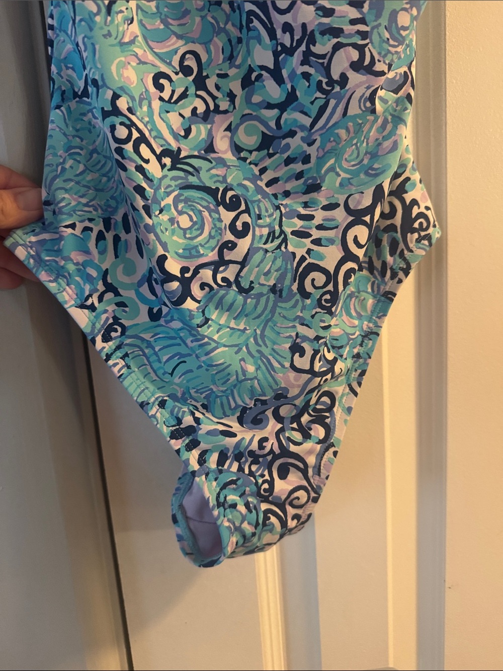 Lilly Pulitzer Turquoise Navy Floral One-Piece Swimsuit - Picture 4 of 8